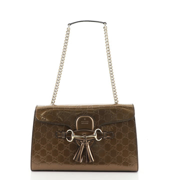 Gucci Emily Chain Flap Bag Guccissima Patent Medium