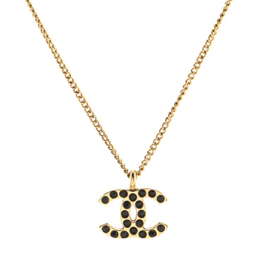 Chanel Vintage CC Pendant Necklace Metal and Cabochon