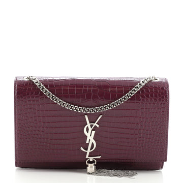 Saint Laurent Classic Monogram Tassel Crossbody Bag Crocodile Embossed Leather Medium