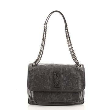 Saint Laurent Niki Chain Flap Bag Matelasse Chevron Leather Medium