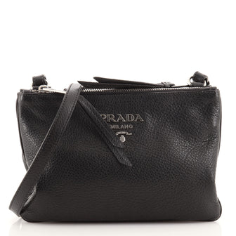 Prada Double Zip Crossbody Bag Vitello Daino Small