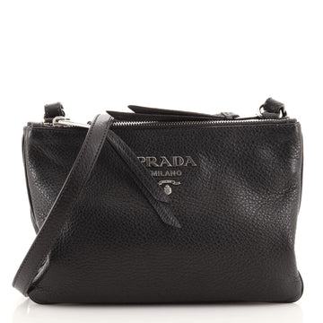 Prada Double Zip Crossbody Bag Vitello Daino Small