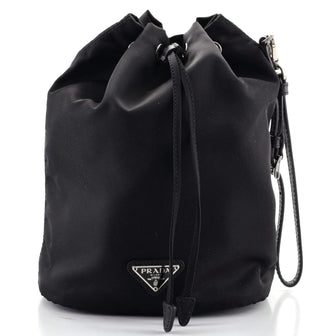 Prada Vela Drawstring Bucket Wristlet Pouch Tessuto Small