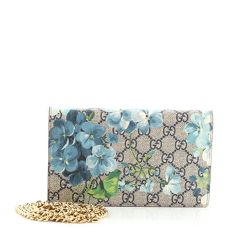 Gucci Chain Wallet Blooms Print GG Coated Canvas