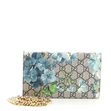 Gucci Chain Wallet Blooms Print GG Coated Canvas