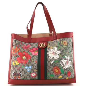 Gucci Ophidia Soft Open Tote Flora GG Coated Canvas East West