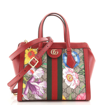 Gucci Ophidia Top Handle Tote Flora GG Coated Canvas Small