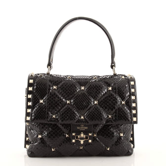 Valentino Candystud Top Handle Bag Quilted Python Medium