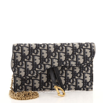 Christian Dior Saddle Chain Wallet Oblique Canvas