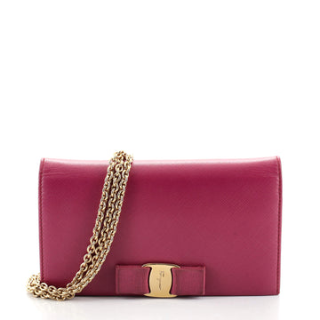 Salvatore Ferragamo Miss Vara Chain Wallet Saffiano Leather