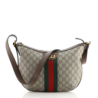 Gucci Ophidia Half Moon Hobo GG Coated Canvas Small