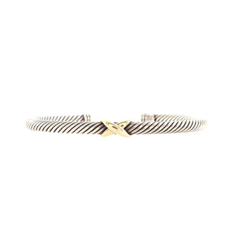 David Yurman X Cable Bracelet Sterling Silver with 18K Yellow Gold 4mm