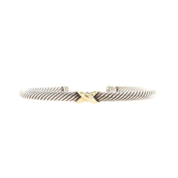David Yurman X Cable Bracelet Sterling Silver with 18K Yellow Gold 4mm