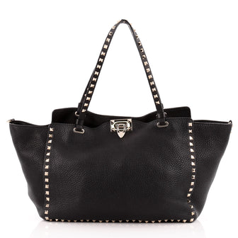 Valentino Rockstud Tote Pebbled Leather Medium