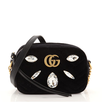 GG Crystal Mini Crossbody Bag in Black - Gucci