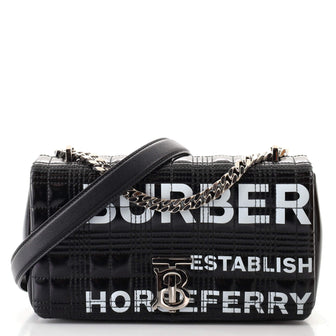 Burberry Lola Shoulder Bag Quilted Printed Coated Canvas Small
