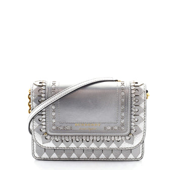 Burberry Hampshire Wallet on Chain Broguing Metallic Leather