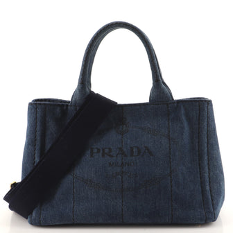 Prada Canapa Convertible Tote Denim Mini