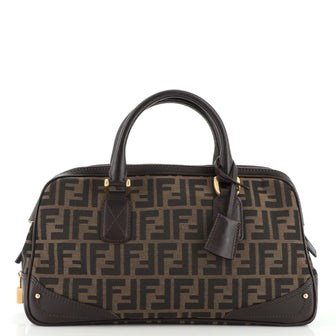 Fendi Boston Bag Zucca Canvas with Leather Medium