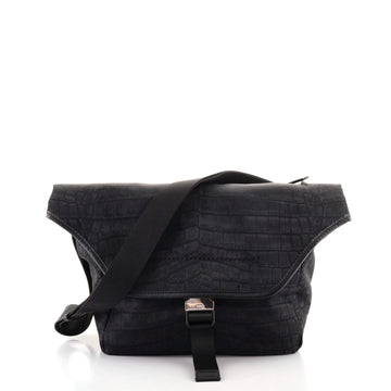 Fendi Buckle Messenger Crocodile Print Nylon Large