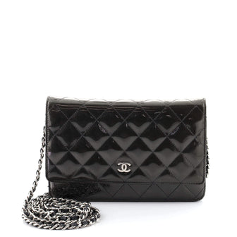 Chanel Wallet on Chain Quilted Striated Metallic Patent