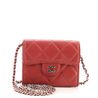 Chanel Classic Flap Card Holder on Chain Quilted Lambskin Mini