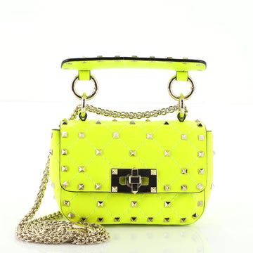 Valentino Rockstud Spike Flap Bag Quilted Leather Micro
