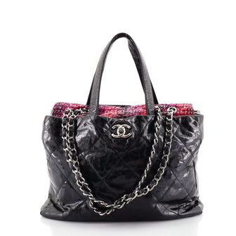 Chanel Portobello Tote Quilted Glazed Calfskin and Tweed Medium