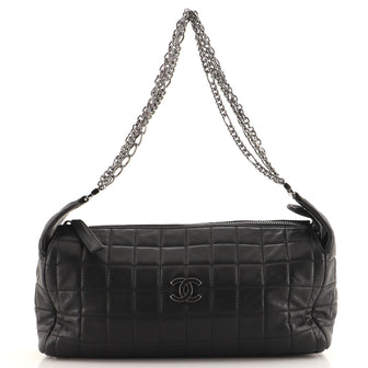 Chanel Multichain Chocolate Bar Zip Shoulder Bag Quilted Leather Medium