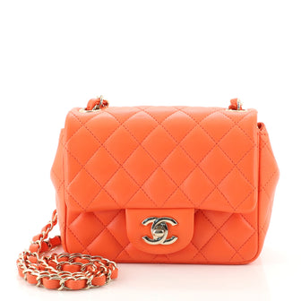 Chanel Square Classic Single Flap Bag Quilted Lambskin Mini