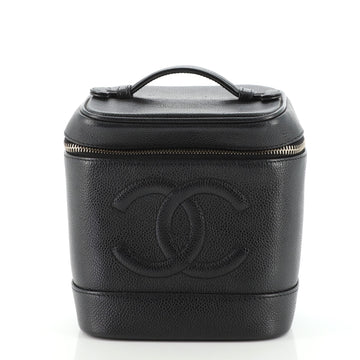 Chanel Vintage Timeless Cosmetic Case Caviar Tall