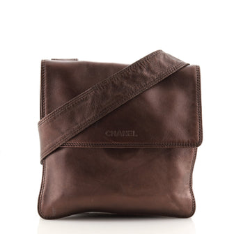 Chanel Vintage Flat Flap Crossbody Bag Leather Small