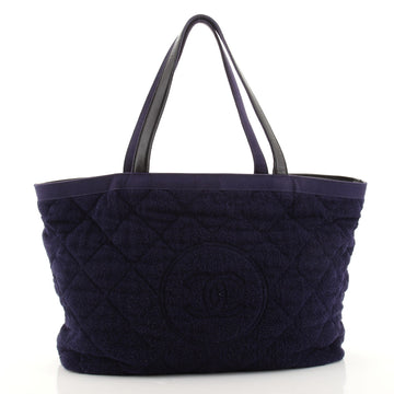 Chanel CC Beach Tote Quilted Terry Cloth Large
