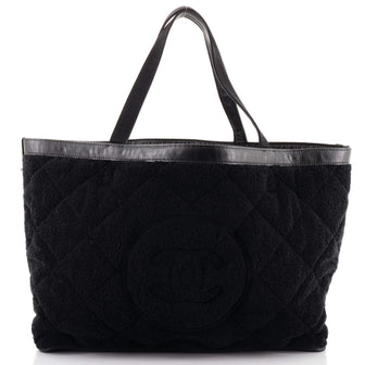 Chanel CC Beach Tote Quilted Terry Cloth Large