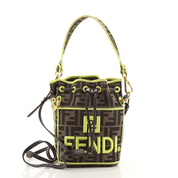 Fendi Roma Amor Mon Tresor Bucket Bag Embroidered Zucca Canvas Mini
