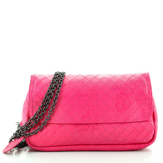 Bottega Veneta Expandable Chain Crossbody Bag Embossed Intrecciato Nappa Small