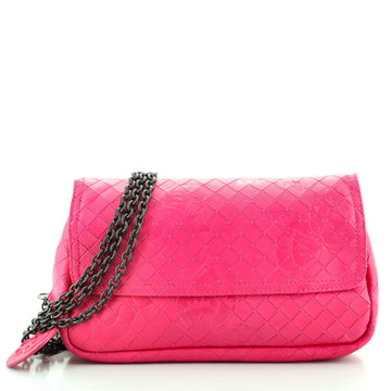 Bottega Veneta Expandable Chain Crossbody Bag Embossed Intrecciato Nappa Small