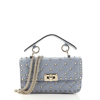 Valentino Rockstud Spike Flap Bag Quilted Leather Small