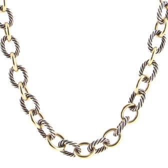 David Yurman Oval Link Necklace Sterling Silver and 18K Yellow Gold Medium