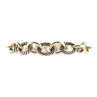 David Yurman Oval Link Bracelet Sterling Silver and Plated 18K Yellow Gold 12mm