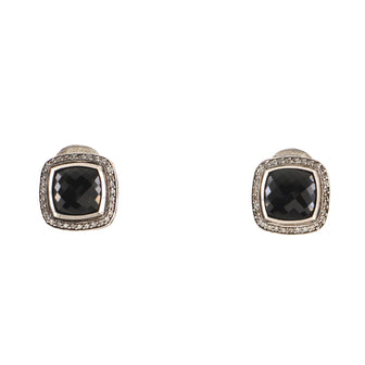 David Yurman Albion Stud Earrings Sterling Silver with Onyx and Diamonds 11mm