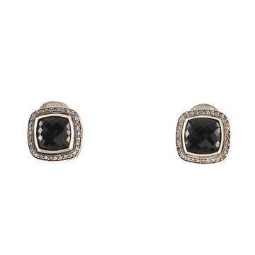David Yurman Albion Stud Earrings Sterling Silver with Onyx and Diamonds 11mm