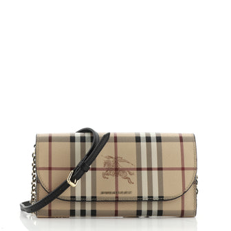 Burberry Henley Wallet on Chain Haymarket Coated Canvas