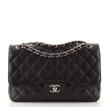 Chanel Classic Double Flap Bag Quilted Caviar Jumbo