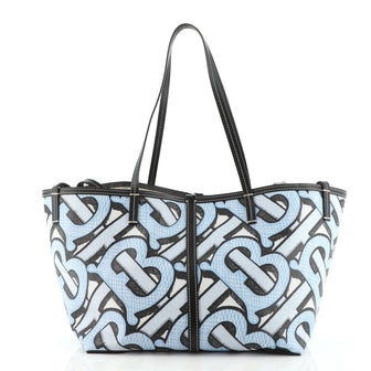 Burberry Beach Tote Monogram E-Canvas Mini