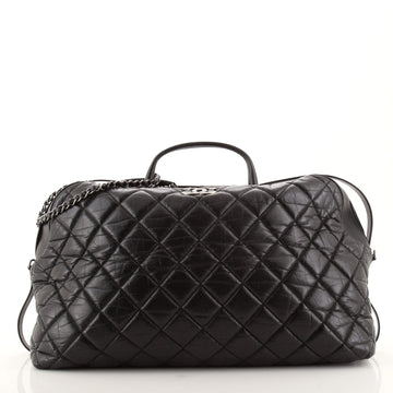 Chanel CC Top Handle Bowler Bag Quilted Aged Calfskin Large