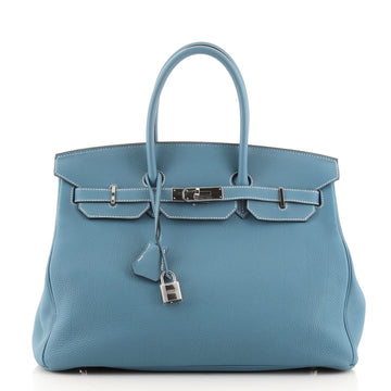 Hermes Birkin Handbag Blue Togo with Palladium Hardware 35