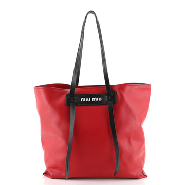 Miu Miu Logo Open Tote Leather Medium