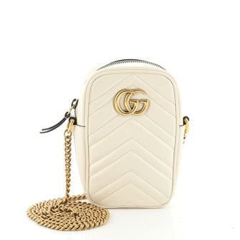 Gucci GG Marmont Vertical Phone Crossbody Bag Matelasse Leather Mini