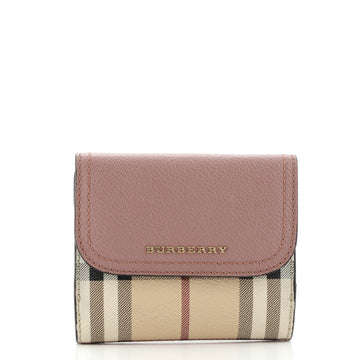 Burberry Luna French Wallet Haymarket Coated Canvas and Leather